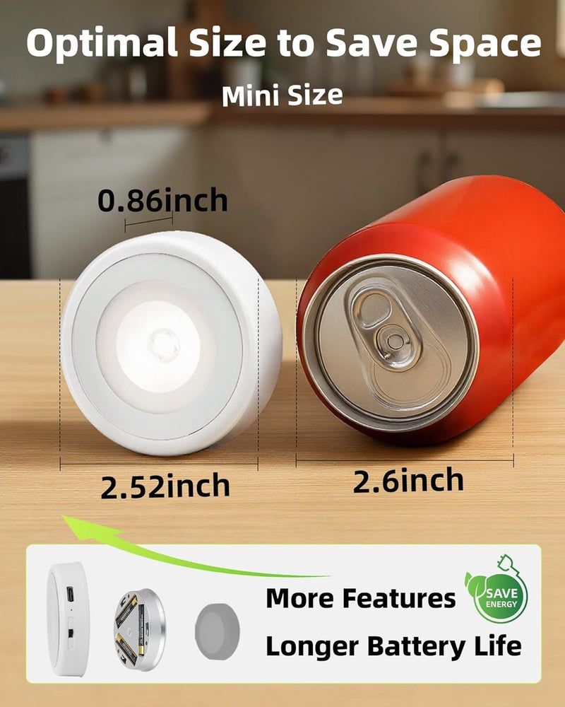 EZVALO LED Puck Lights, Rechargeable Battery Touch Light, 2.5'' Mini Tap Lights, Wireless Closet Light, Under Cabinet Lighting, 3 Color Temps, Sitck On Lights for Kitchen,Closet,Pantry,Shelves(2 Pack) - Image 2